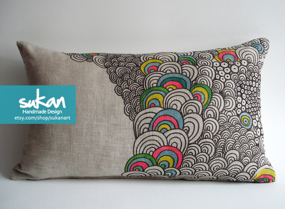 Sukan /  CUSTOM ORDER Pillow Cover - Pen Hand Drawing Pillow Cover - 12x20