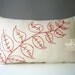 Sukan / Embroidered Linen Pillow Covers Beige Red, Decorative Throw Pillows, Accent Pillows, Chevron Pillow Covers Lumbar Pillow