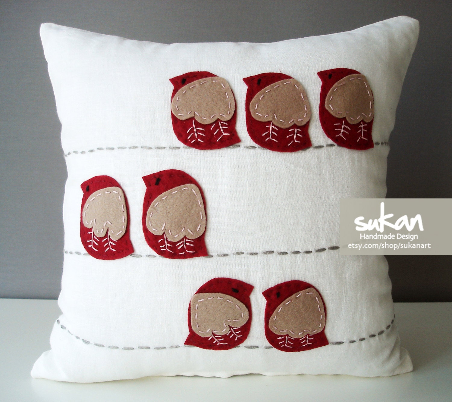 Sukan / Birds Pillow Cover - 14x14 inch