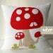 Sukan / Mushrooms White Linen Pillow Cover - 16x16 inch
