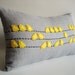 Sukan / Birds Linen Pillow Cover - 12x20 inch - Yellow, Gray, Black Color