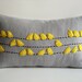 Sukan / Birds Linen Pillow Cover - 12x20 inch - Yellow, Gray, Black Color