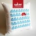 Sukan / Blue, Red Love Birds, White Linen Pillow Cover - 14x14 inch