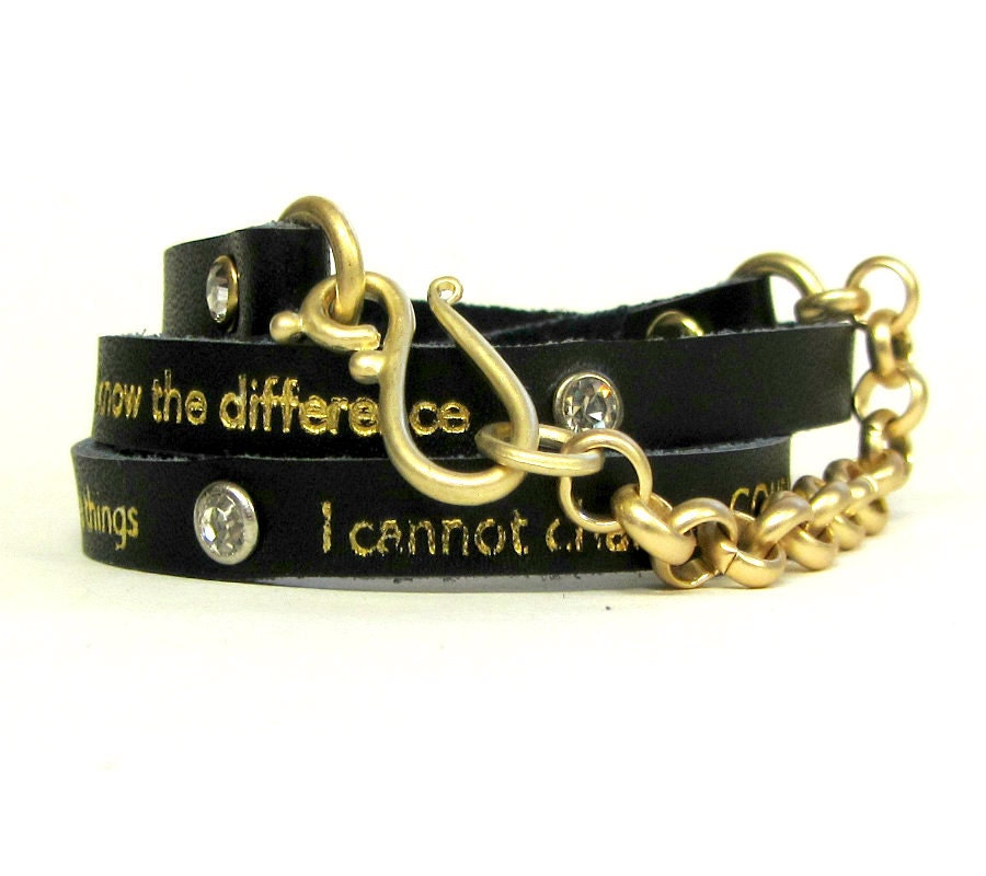 Serenity Prayer Leather Wrap Bracelet Serenity Prayer Jewelry Inspirational Jewelry Serenity Wrap Bracelet BLACK GOLD