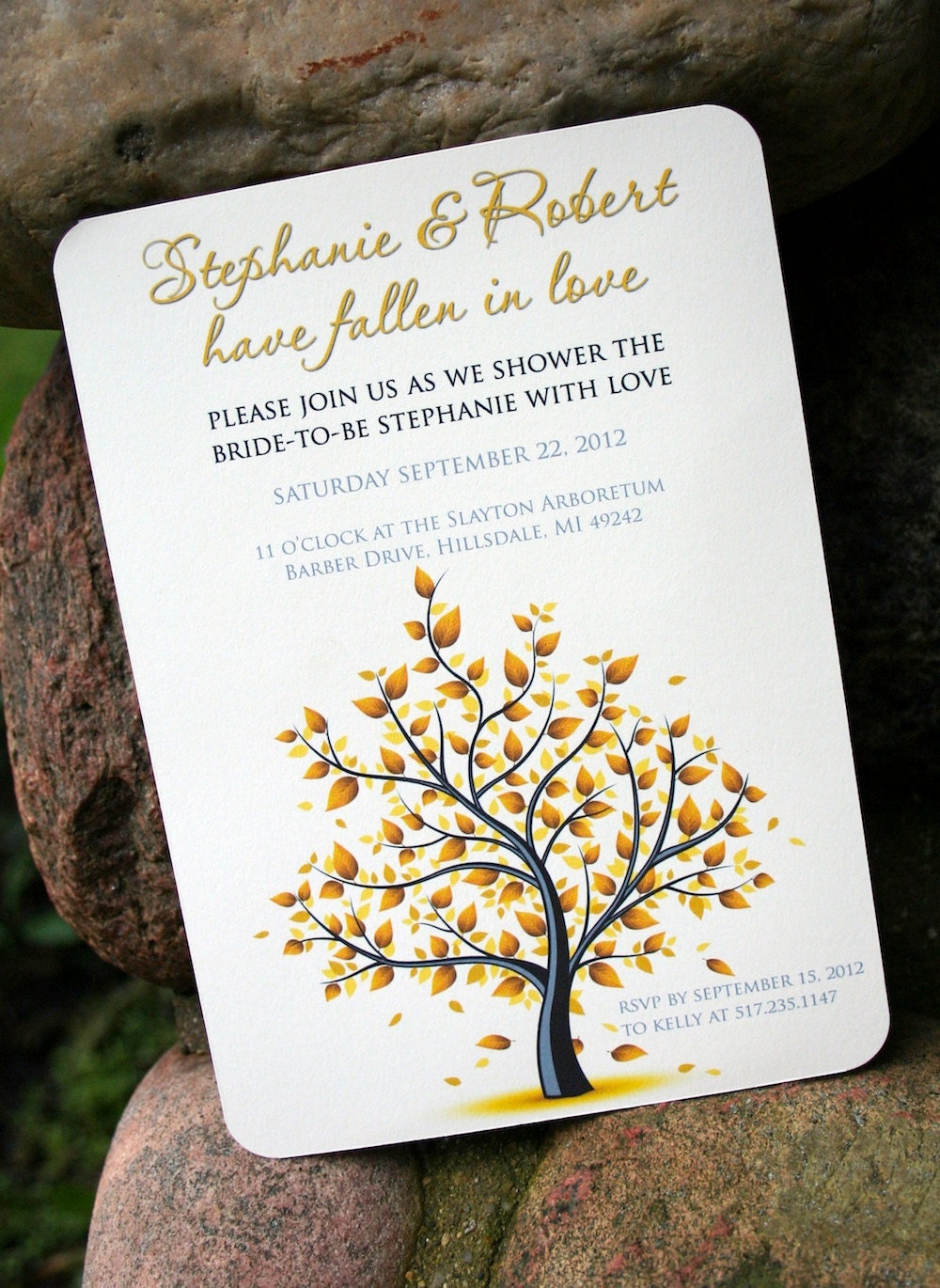 Falling in Love Autumn Themed Bridal Shower Invitation - Print at Home