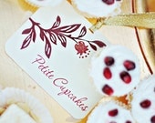 Pomegranate Dessert Tags - hand painted and embellished with glitter