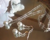 Pearl Jewelry Set -Rhinestone and Pearl Necklace and Earring Set in White or Ivory Pearls - Wedding Jewelry for the Bride or Bridesmaids