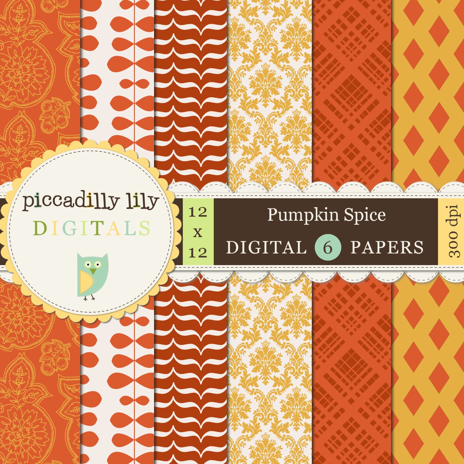 Instant Download - Pumpkin Spice -- 12x12 Digital Printable Scrapbook Paper Pack Oranges -- Buy 3 Digital Paper Packs Get 1 FREE