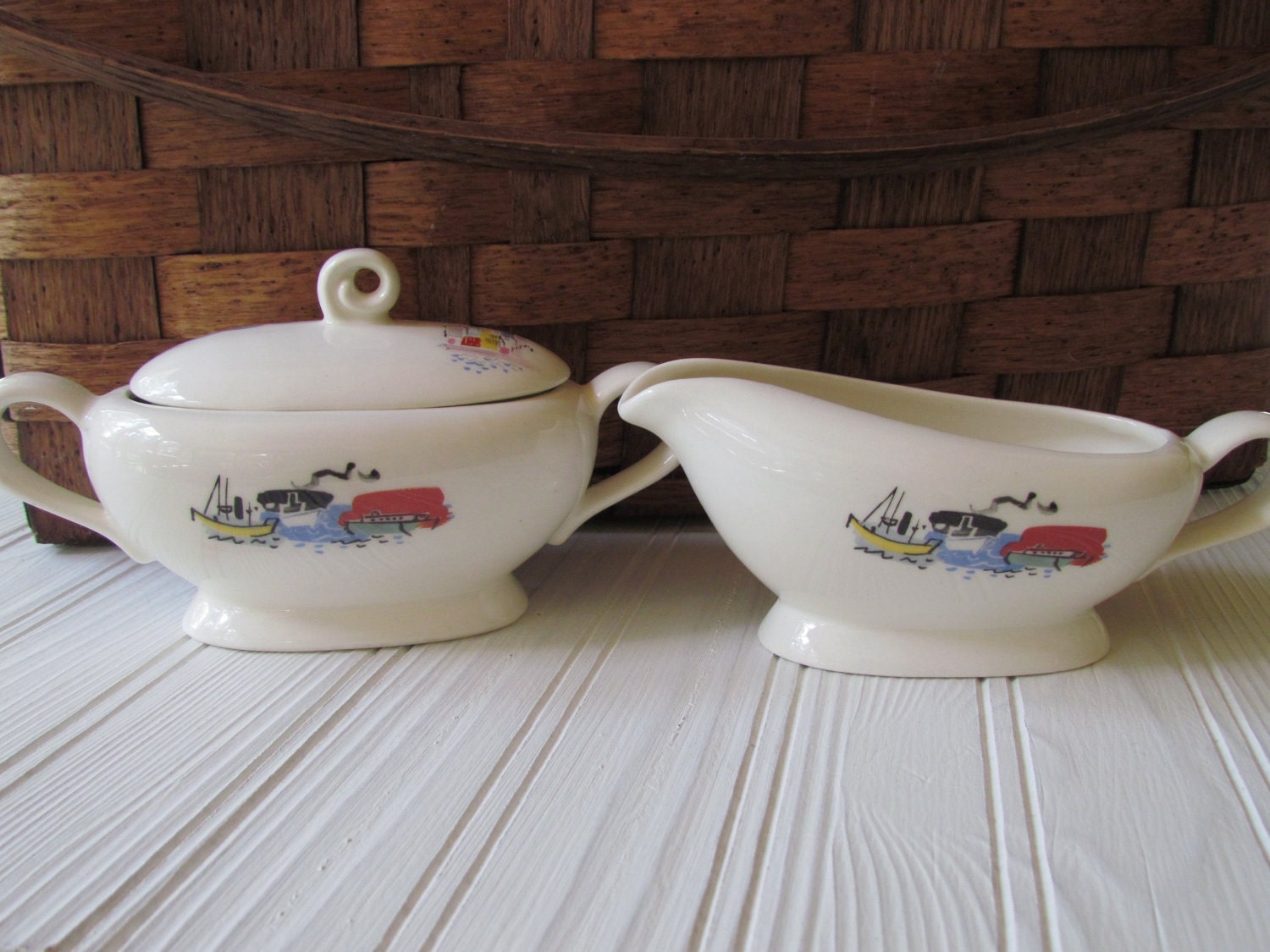 Nautical Santa Anita Ware Cosmoplitan Sugar Creamer Set