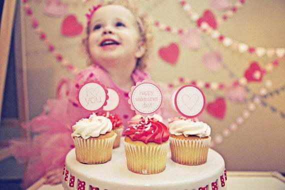 Instant Download-Valentines Day Collection-Cupcake Toppers:PINKS-Printable PDF