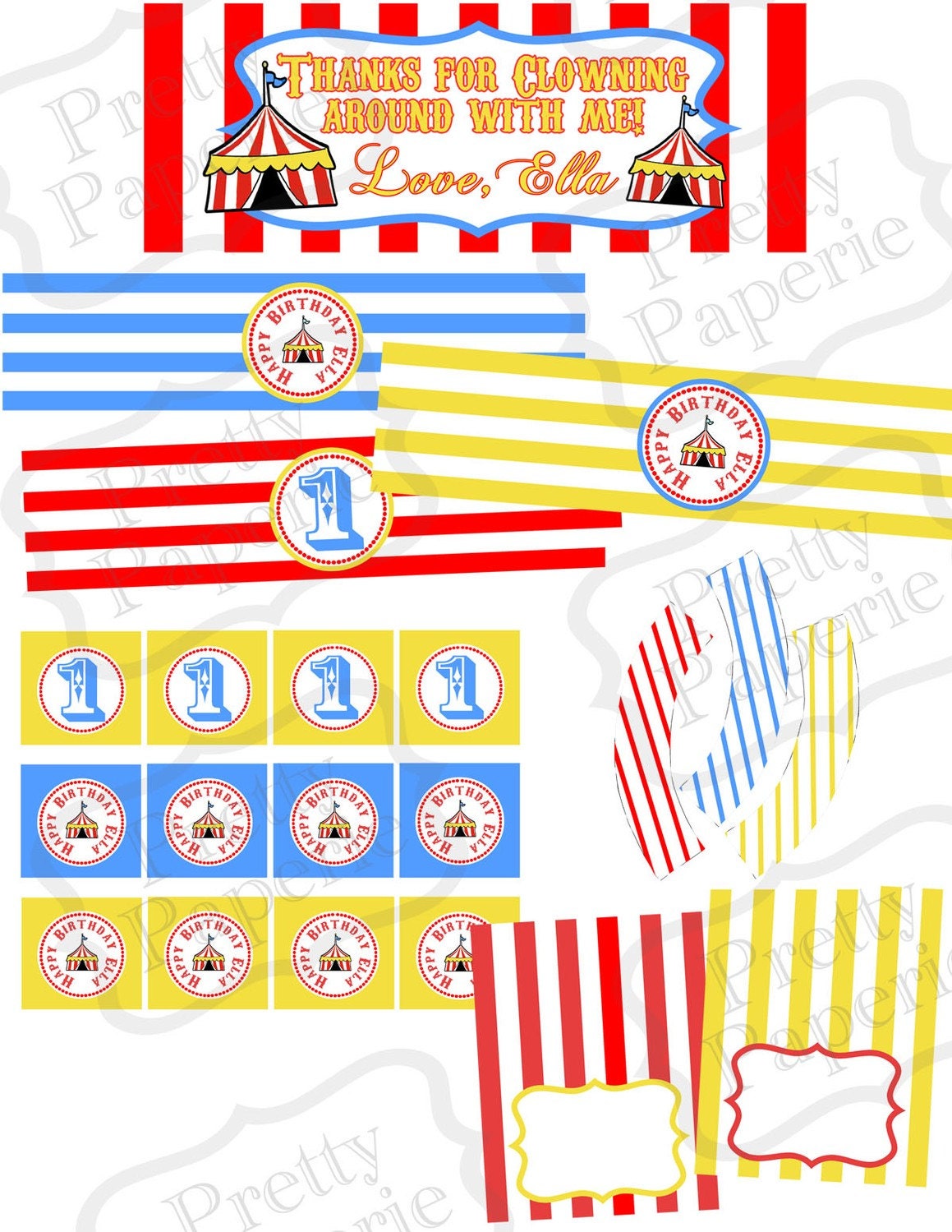 PRINTABLE PARTY PACKAGE- Circus Party Theme