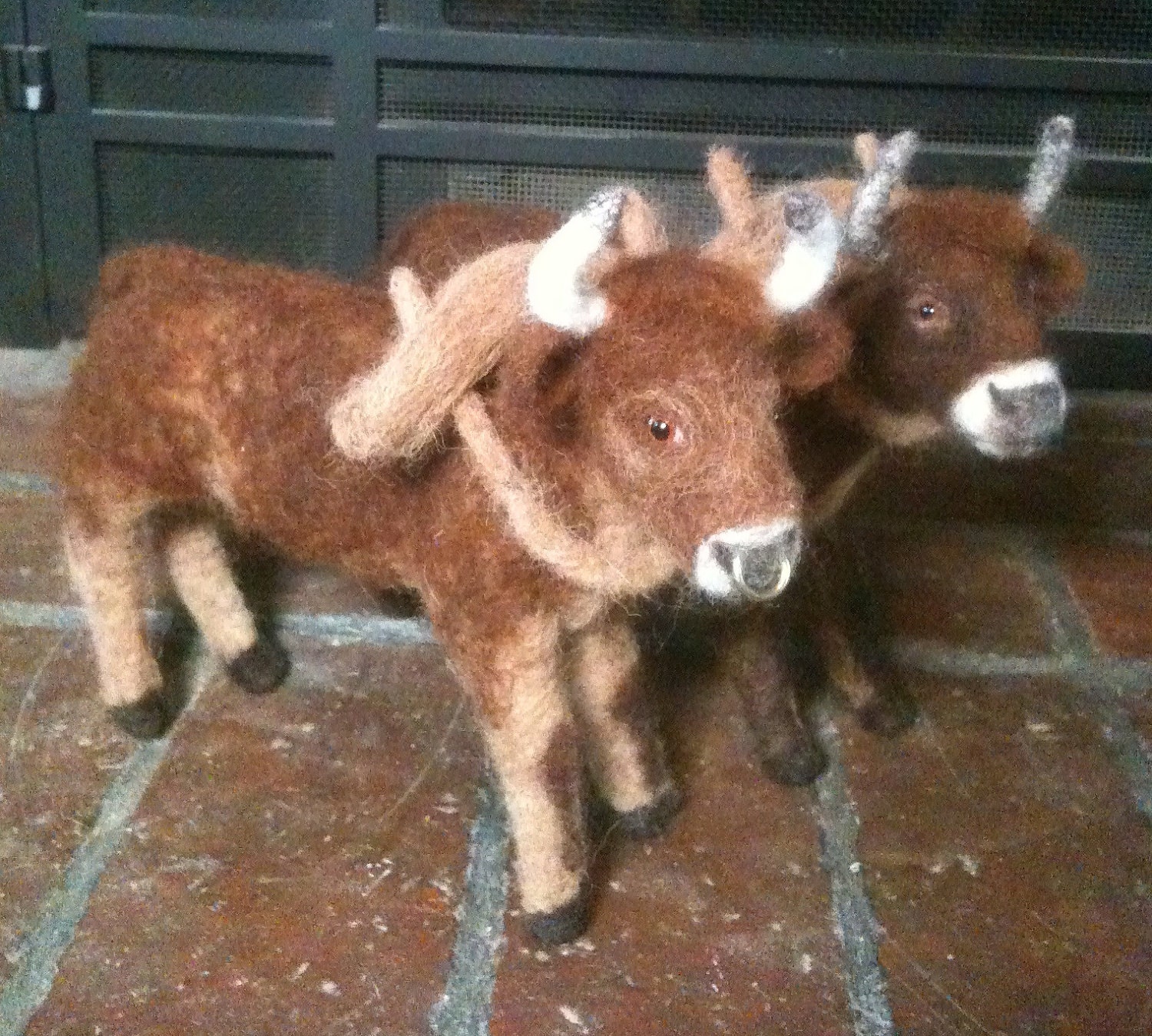 Custom Order Needle Felted Oxen Team with Yoke