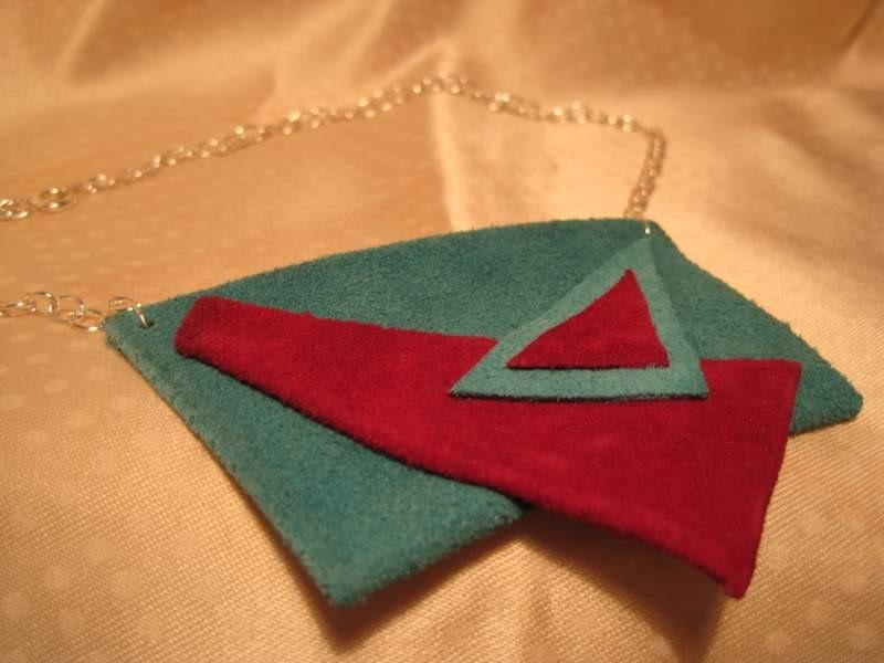 Bright Leather Necklace Pink and Turquoise