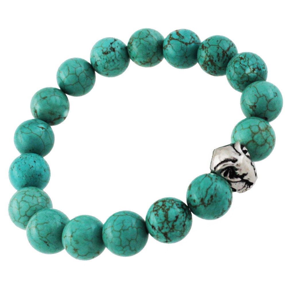 Elephant Bracelet - Turquoise Stone - Beaded