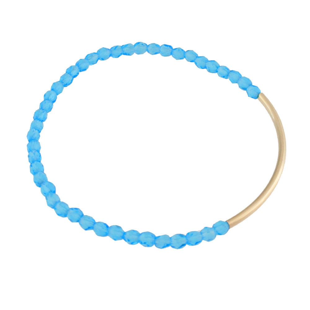 Gold Bar Bracelet - Aqua