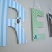 Custom Nursery Letters-Spots and Stripes Theme-coord. with Dwell Studio Circles Bedding-hanging wall letters, wooden letters