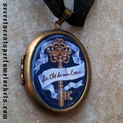 Perfume Locket Pendant  - Vintage Romance 'The Key To My Heart'