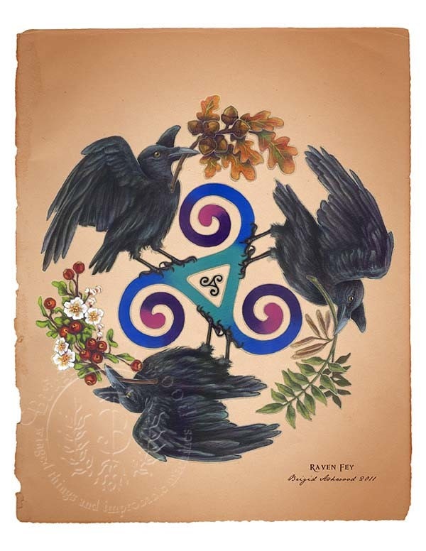 Celtic Raven Triskele Pagan Art Print