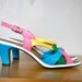 Spring Sandals / Vintage Pastel Sandals / 1960s Vintage Pastel Heels / Pastel Rainbow Vintage Sandals / Vintage Women's Shoes