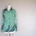 1970s Blouse / Geometric Mod Blouse / Vintage Bright Ladies Blouse / Green and Blue Bright Shirt