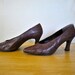 CLEARANCE Snakeskin Size 7.5 1980s Shoes / Animal Skin Print Heels / Vintage Brown Heels / Ladies Brown Shoes / Fabulaire Heels Size 7.5