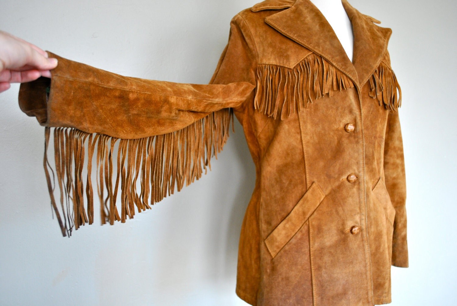 Leather Fringe Jacket / 1970s Fringe Leather Jacket / Southwestern Country Real Leather Fringe Coat