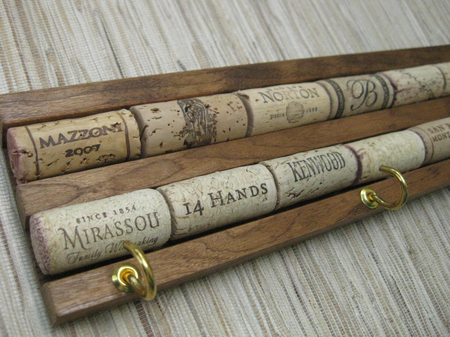 Oak Wine Cork Wall Hanger - made from reclaimed materials