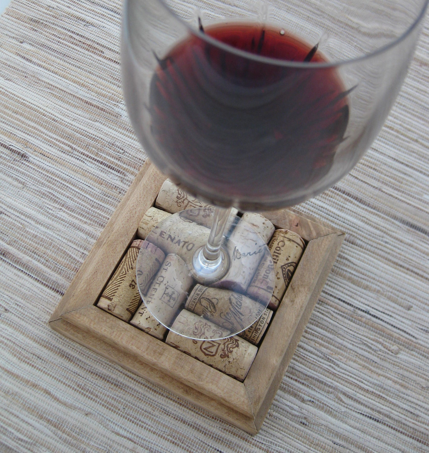 RESERVED for K.G. Wine Cork Coasters - DIY set of 4 - honey on reclaimed wood - save your wine corks