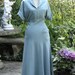 1930"s Soft Aqua Gaberdine Shirt Waist Dress