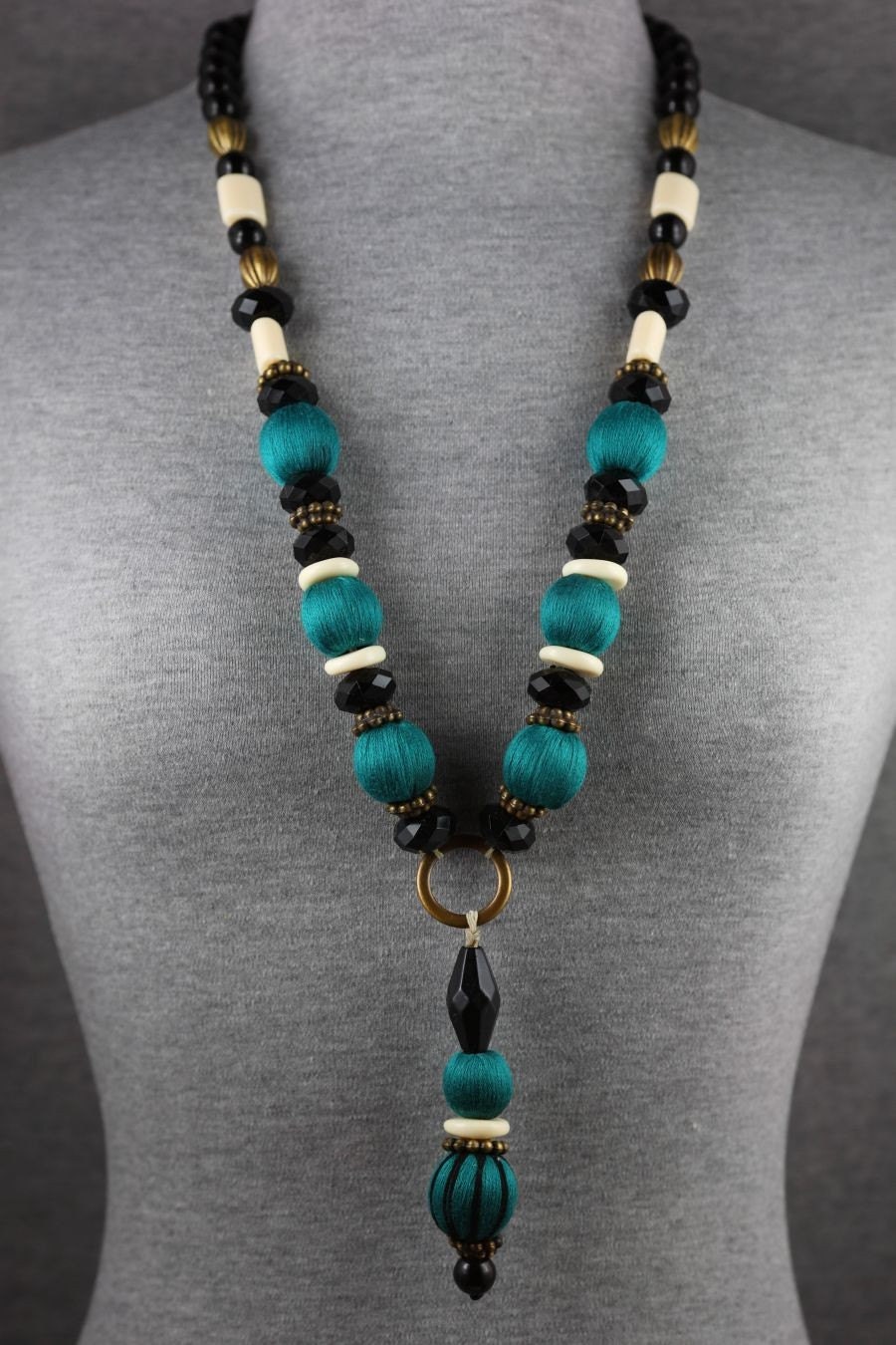 Green, black and Gold Necklace