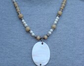 Pearl, Shell and Wood Necklace