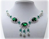 Medieval Necklace - Renaissance Jewelry - Medieval Jewelry - Pearl & Swarovski Crystal Necklace, Tudor, SCA, Elizabethan