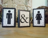 Small Boy And Girl Wooden Block Set - Unique and Unusual - For Your Desk, Shelf, Office, Mantel, Bookcase, Dorm Room, Bathroom, Family Room