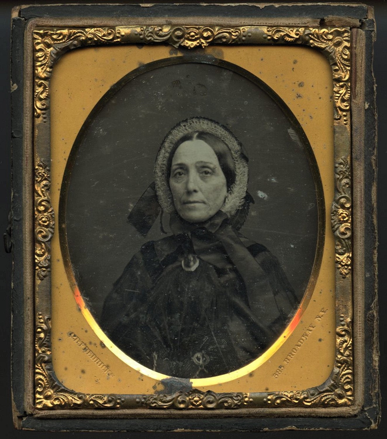 1850s Daguerreotype Photo of a Sad Victorian Woman in Mourning Dress