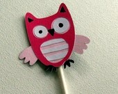 Pink Owl Cupcake Toppers - birthday party or baby shower - set of 12 - Ona the Owl Collection