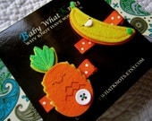 Banana and Pineapple Hair Clip Set, Set of Fruit Hair Clippies, Girl Barrette, Hair Clippies