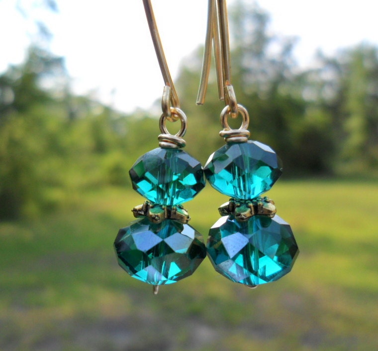 GREEN EMERALD Glass Earrings