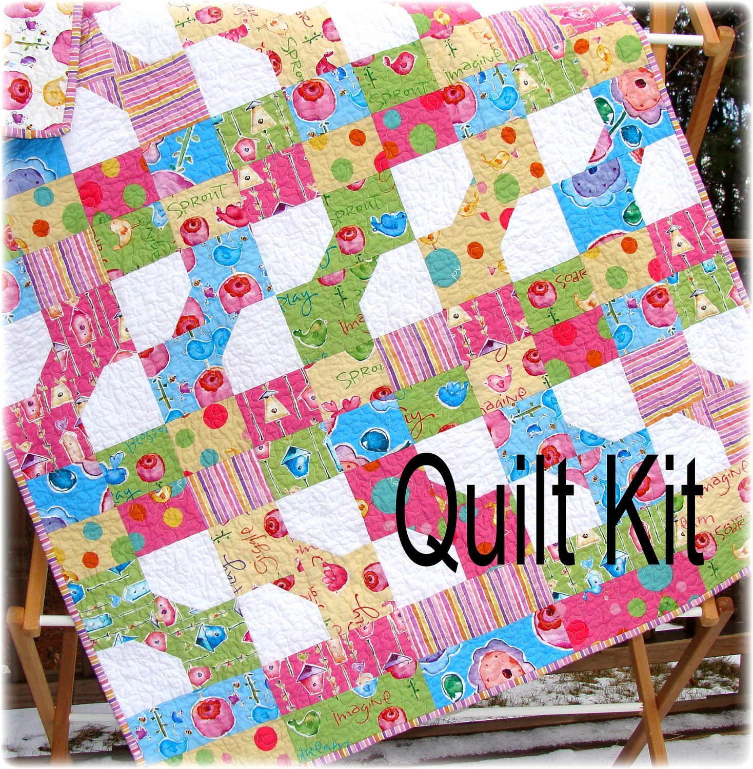 Quilt Kit Sweet Birdie Saria's ToyBox Baby Quilt includes backing