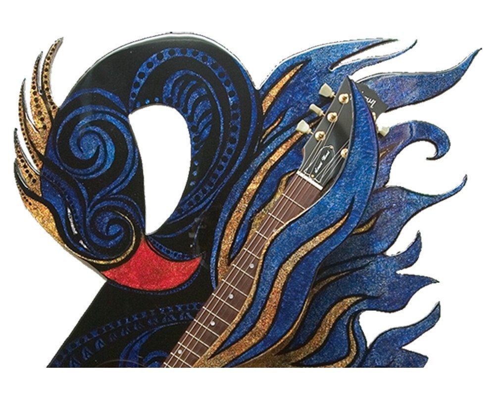 Ashtia DECORATIVE GUITAR HANGER the look of inlaid glass that frames your instrument while hanging but fills the wall when playing  axetote