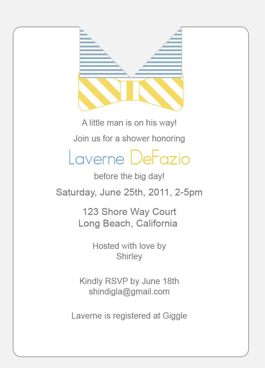 Bow Tie Shirt Invitation, 25 Cards