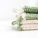 Eco cotton dish cloths. Green and white. Set of two. Eco friendly.