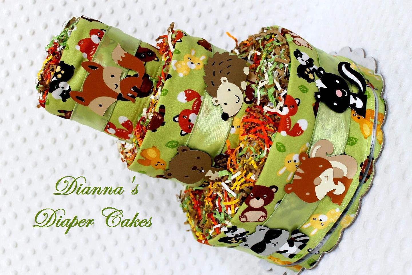 Baby Diaper Cakes Woodland Animals Creatures Baby Shower Gift or Centerpiece