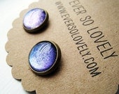 purple rain - handmade lavender blue violet sparkly metallic nickel free post earrings