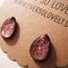 pink rain - teardrop earrings - metallic gray and pink post earrings - handmade sparkly pink nickel free post earrings