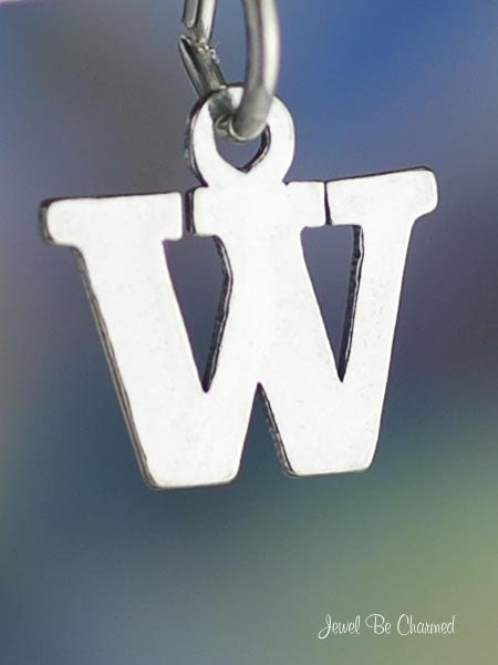Small Letter W Charm Sterling Silver Alphabet Initial Capital Letters
