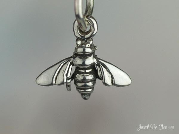 Miniature Bee Charm Sterling Silver Small Bees Bumblebee Honeybee