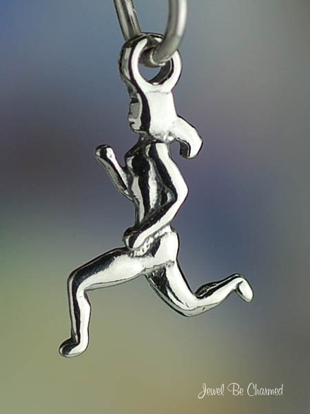 Sterling Silver Runner Charm Female Woman or Girl Running