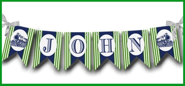 Personalized Banner . All Aboard Train Party Collection . by Loralee Lewis
