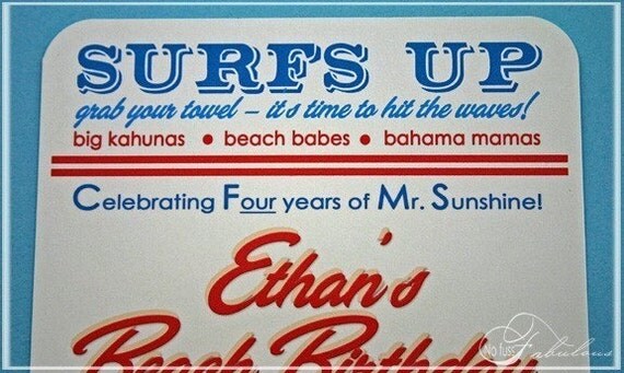 Invitation . Vintage Beach Party Collection . by Loralee Lewis