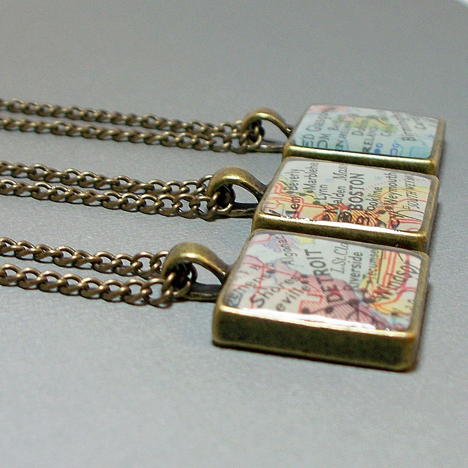 CUSTOM Map Necklace. You Select Location. Anywhere In The World.
